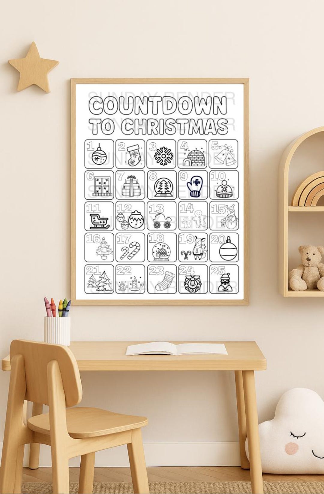 Printable Countdown to Christmas | Advent Calendar Colouring Page ...
