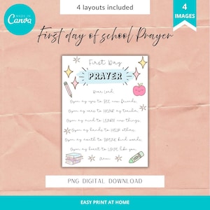 First Day of School Prayer Tag | INSTANT DOWNLOAD | Sunday School Printable | Prayer Tag | Blessing card | Back To School tag | Religious