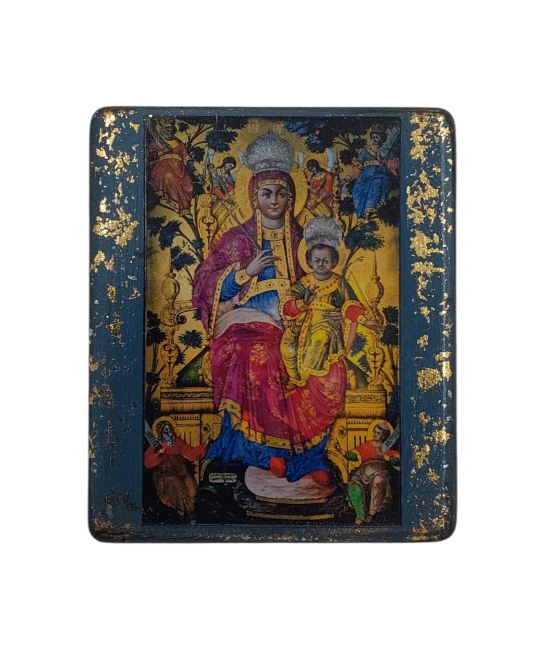 Virgin Mary Orthodox Icon on Wood – Handmade Christian Gift – Gold ...