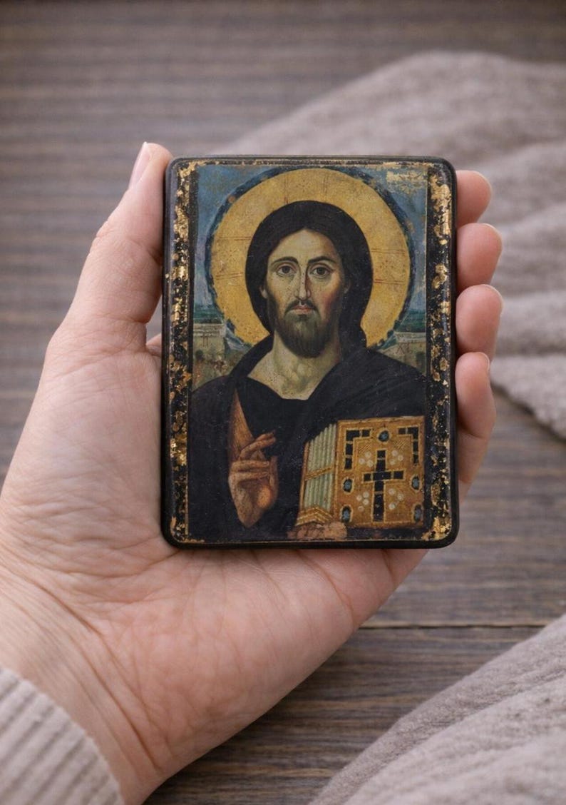 Jesus Christ Pantocrator Orthodox Icon on Wood – Handmade Christian ...