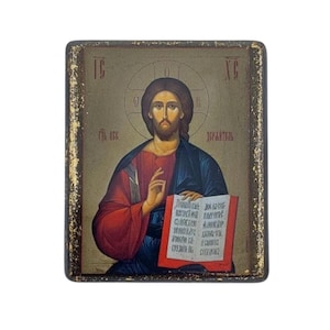 Handmade Jesus Christ Icon – Orthodox Christian Wall Art on Wood – Byzantine Religious Icon – Christian Artwork – Unique Gift & Home Decor
