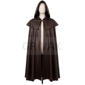 Medieval Hooded Leather Cloak: Gothic Fantasy Cape