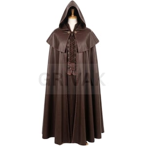 Hooded Leather Cloak: Medieval Renaissance Costume