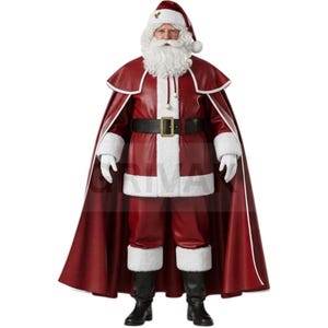 Red Santa Suit Costume with Cape: Christmas Cosplay Outfit