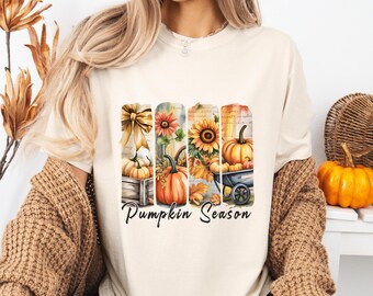 Comfort Colors Pumpkin Season T-Shirt: 100% Cotton, Autumn Thanksgiving Graphic, Unisex S-3XL