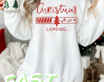 Christmas Loading Sweatshirt: 100% Cotton, Holiday Season Graphic, Unisex S-3XL