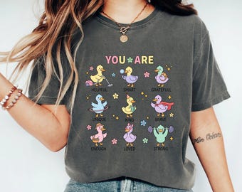 You Are Enough Duck Graphic Tee, Positive Affirmation Shirt, Growth Mindset Gift, Cute Kawaii Duckling Motivational Apparel