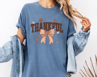 Comfort Colors Thankful T-Shirt: 100% Cotton, Retro Thanksgiving Graphic, Unisex S-3XL