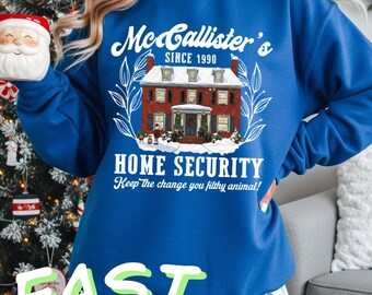 McCallister’s Home Security Sweatshirt: 100% Cotton, Holiday Movie Graphic