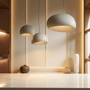 Modern Concrete Pendant Light | Minimalist Dome Ceiling Lamp | Handcrafted Sculptural Lighting for Kitchen, Dining Room, Loft & Home Decor