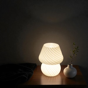 Swirl Glass Table Lamp | Minimalist Ambient Light for Bedroom or Living Room | Modern Soft Glow Desk Lamp | Cozy Aesthetic Home Decor