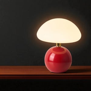 Vintage Mushroom Lamp | Retro Resin Table Light | Art Deco Paper Mache Night Lamp | Aesthetic Bedroom Lighting & Unique Home Decor