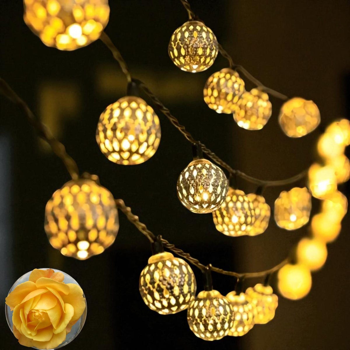 Moroccan Ball Solar String Lights | 1PC 20/30 LED Outdoor Garden Fairy Lights | Wedding Party Patio Decor | Festival & Holiday Lighting - Etsy