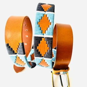 Handmade Polo Belt – Argentine Gaucho Belt – Full Grain Leather and Handwoven Cotton – Equestrian & Country Style Men&#39;s Belt