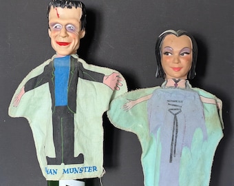 Vintage 1960s the Munsters Plush Grandpa & Herman Munster 9 Inch