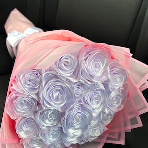 20 white eternal roses bouquet /ramo de 20 rosas eternas color blanco