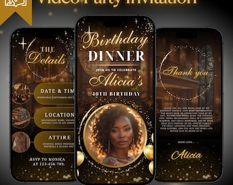 Animated 40th Birthday Video Invitation (Canva Template, Digital Download)
