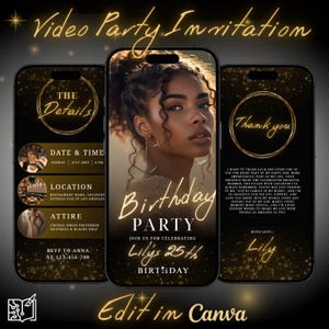 Animated 21st Birthday Video Invitation (Canva Template, Digital Download)
