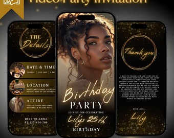 Animated 21st Birthday Video Invitation (Canva Template, Digital Download)