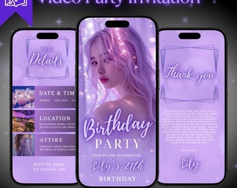 Animated 21st Birthday Video Invitation (Canva Template, Digital Download)