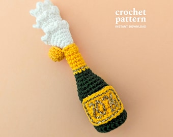 Haakpatroon: fles champagne NYE | Kerstornament amigurumi | Directe pdf-download