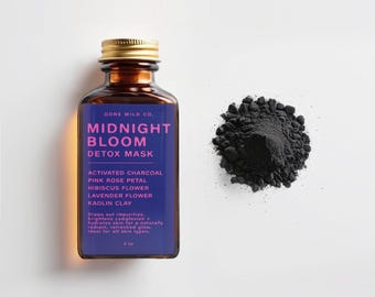 Charcoal Detox Face Mask | Organic Rose Hibiscus Clay Mask | Natural Pore Cleansing | Coconut Activated Charcoal Skincare