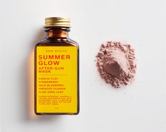 After Sun Clay Mask | Organic Fruit Antioxidant Face Mask | Aloe Hibiscus Strawberry Blueberry | Sun Damage Repair