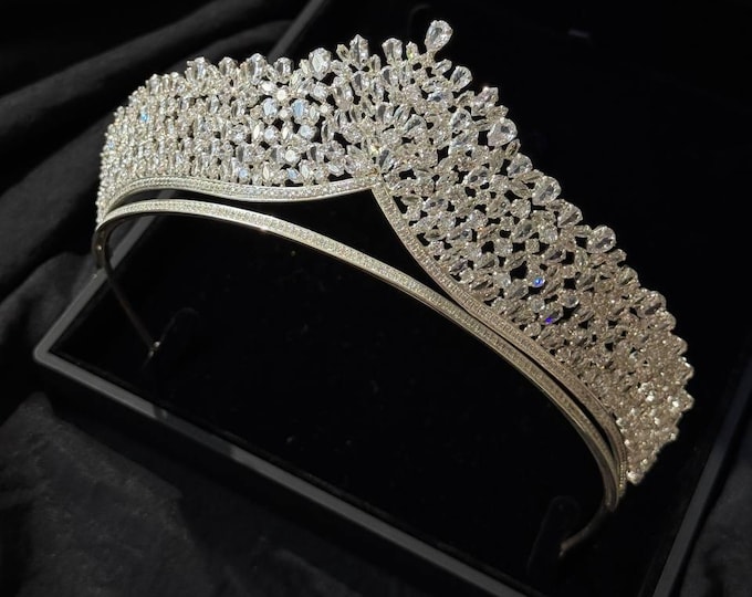 Featured listing image: Handmade Bridal Tiara: Silver Plated Zircon Wedding Crown
