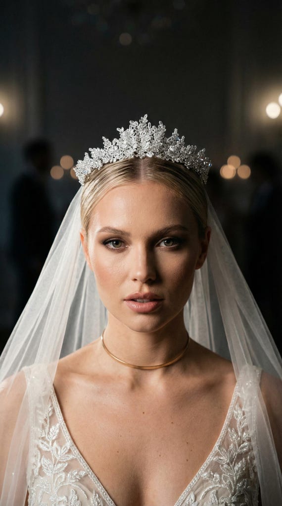 Cubic Zirconia Tiara Headpiece Bridal Hair Accessory Silver Plated Amazon.com : Aoligrace Silver Cubic Zirconia Small Wedding  main image 3
