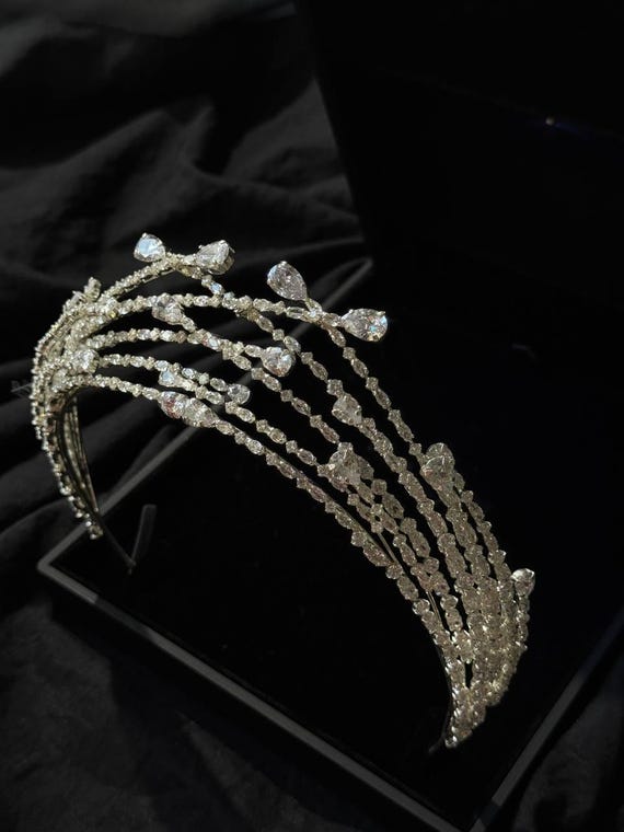 Crystal Silver Bridal Tiara Headband - Elegant Rhinestone Accent Wedding Tiara Crystal Wedding Crown Bridal Tiara - SERENA  main image 2