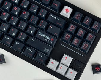 140 Keys Arasaka Theme Keycap Set, Cyberpunk Keycap Set for Mechanical Keyboard, Cherry Profile, Gaming Keypcaps, PBT Material,Keyboard Gifts