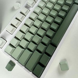 Bakgrundsbelyst grönt tangentbordsset, Gradient tangentbordsset för mekaniskt tangentbord, Matcha gröna tangentbord, PBT-material, OEM-profil, 134 tangenter