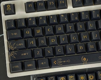 Dark Starry Night Sky Keycap Set, Celestial Theme Keycap Set for Mechanical Keyboard, Astronomy Keycaps Set, Cherry Profile, Gifts