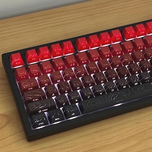 Red Gradient Keycaps – Shine Through Contour Lines Keycap Set for Mechanical Keyboard, Cherry Profile, Red Aesthetic Keyboard Decor