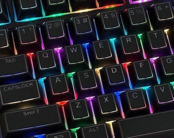 Juego de teclas con brillo negro, teclas Legend retroiluminadas para teclados mecánicos, teclas para juegos, material PBT, teclas para juegos retroiluminadas