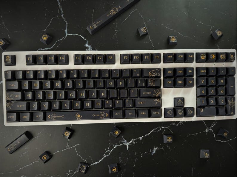 Dark Starry Night Sky Keycap Set, Celestial Theme Keycap Set for ...
