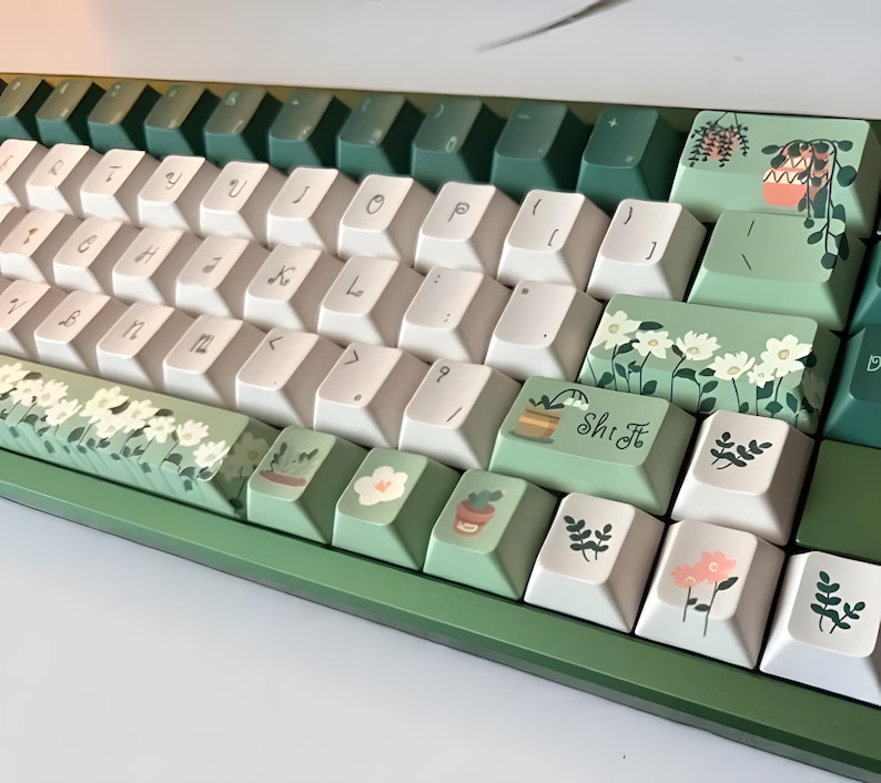 144pcs Flower Garden Keycap Set - Daisy Keycap for Mechanical Keyboard ...