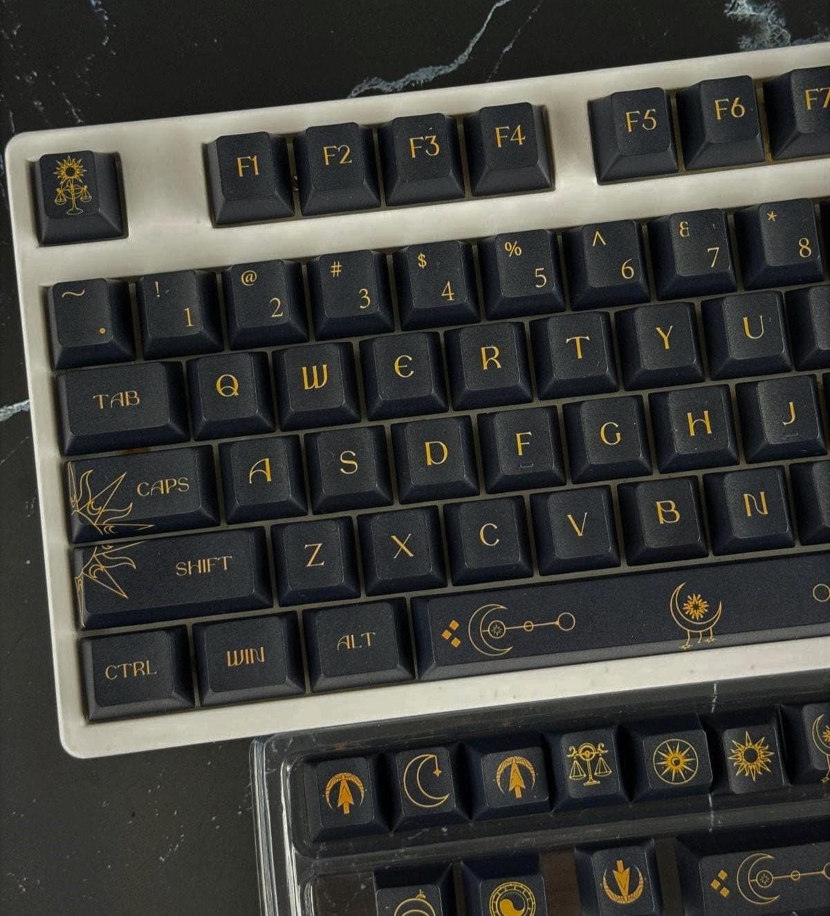 Dark Starry Night Sky Keycap Set, Celestial Theme Keycap Set for Mechanical Keyboard, Astronomy Keycaps Set, Cherry Profile, Gifts