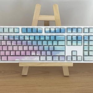 Pastel Cloud Sky Keycap Set, Pastel Gradient Keycaps, Shine Trough Keycaps for Mechanical keyboard Side Print Keycaps, Cute Gift