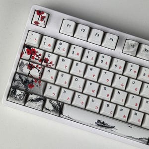 Zestaw nakładek klawiszy w stylu japońskim, czarno-biały minimalistyczny zestaw nakładek klawiszy do klawiatury mechanicznej, profil wiśniowy, materiał PBT, prezenty dla miłośników Japonii