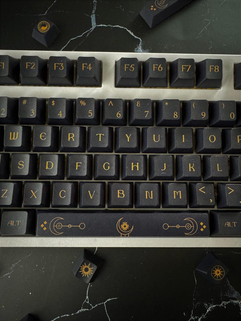 Dark Starry Night Sky Keycap Set, Celestial Theme Keycap Set for ...