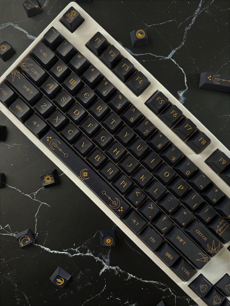 Dark Starry Night Sky Keycap Set, Celestial Theme Keycap Set for ...