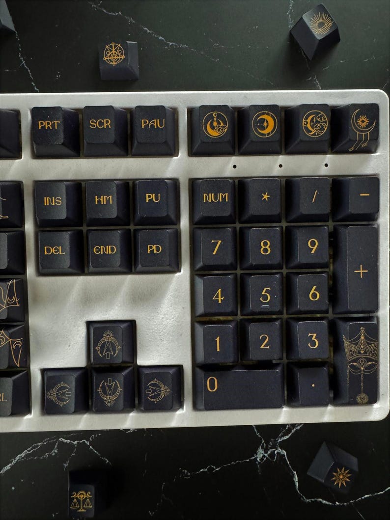 Dark Starry Night Sky Keycap Set, Celestial Theme Keycap Set for ...
