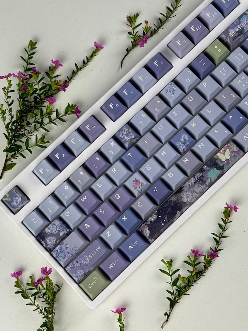 Flower Floral Keycap Set, Botanical Keycap Set for Mechanical Keyboard ...