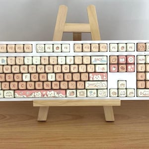 Zestaw nakładek na klawisze Cute Cat, różowy gradientowy zestaw Kawaii do klawiatury mechanicznej, 132 klawisze, materiał PBT, pastelowe nakładki na klawisze dla estetycznej konfiguracji
