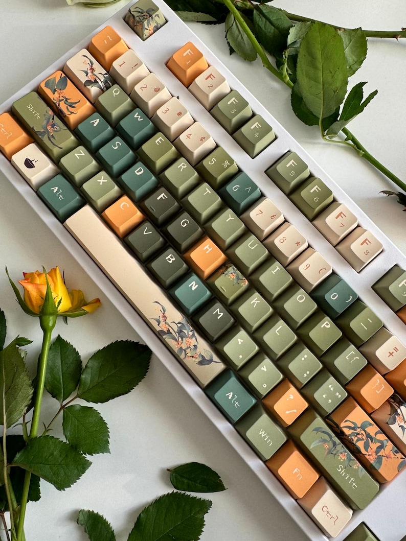 Flower Floral Keycap Set, Botanical Keycap Set for Mechanical Keyboard ...