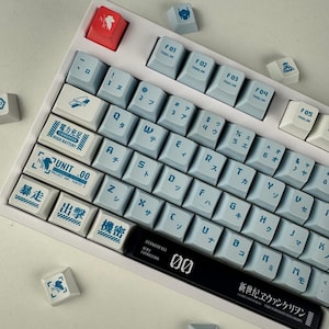 Eva Unit 00 Mecha Robot Theme Keycap Set, Japanese Anime Keycap Set for Mechanical Keyboard, Cherry Proffil, 135 Keys, PBT Material