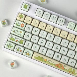 Conjunto de teclas com animais fofos - Conjunto de teclas aconchegantes para teclado mecânico, perfil XDA, material PBT, teclas personalizadas, 138 teclas, presentes fofos