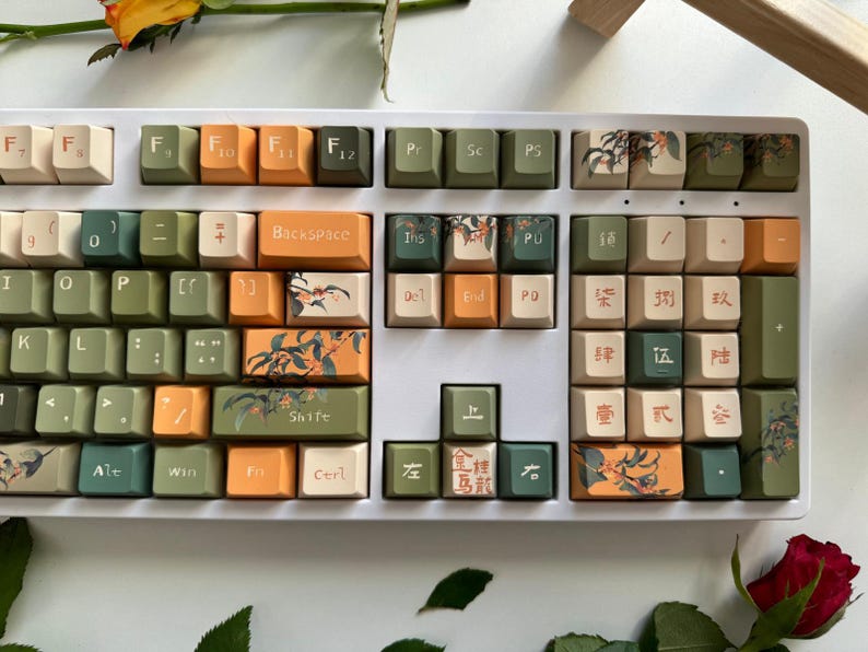 Flower Floral Keycap Set, Botanical Keycap Set for Mechanical Keyboard ...