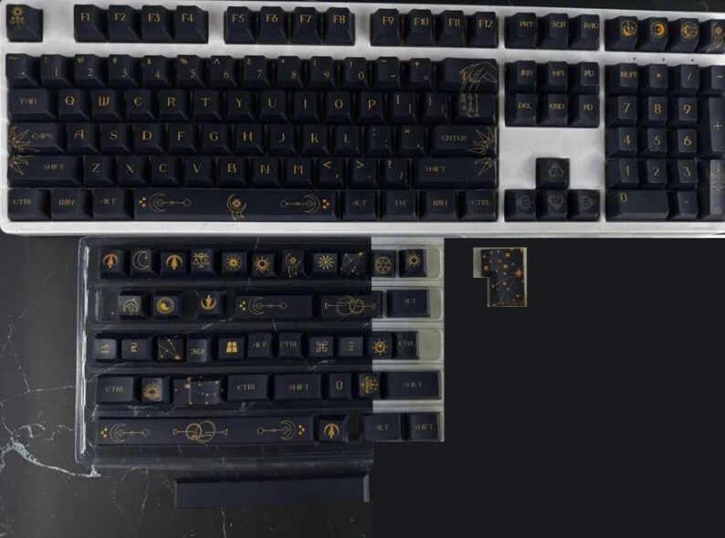Dark Starry Night Sky Keycap Set, Celestial Theme Keycap Set for ...